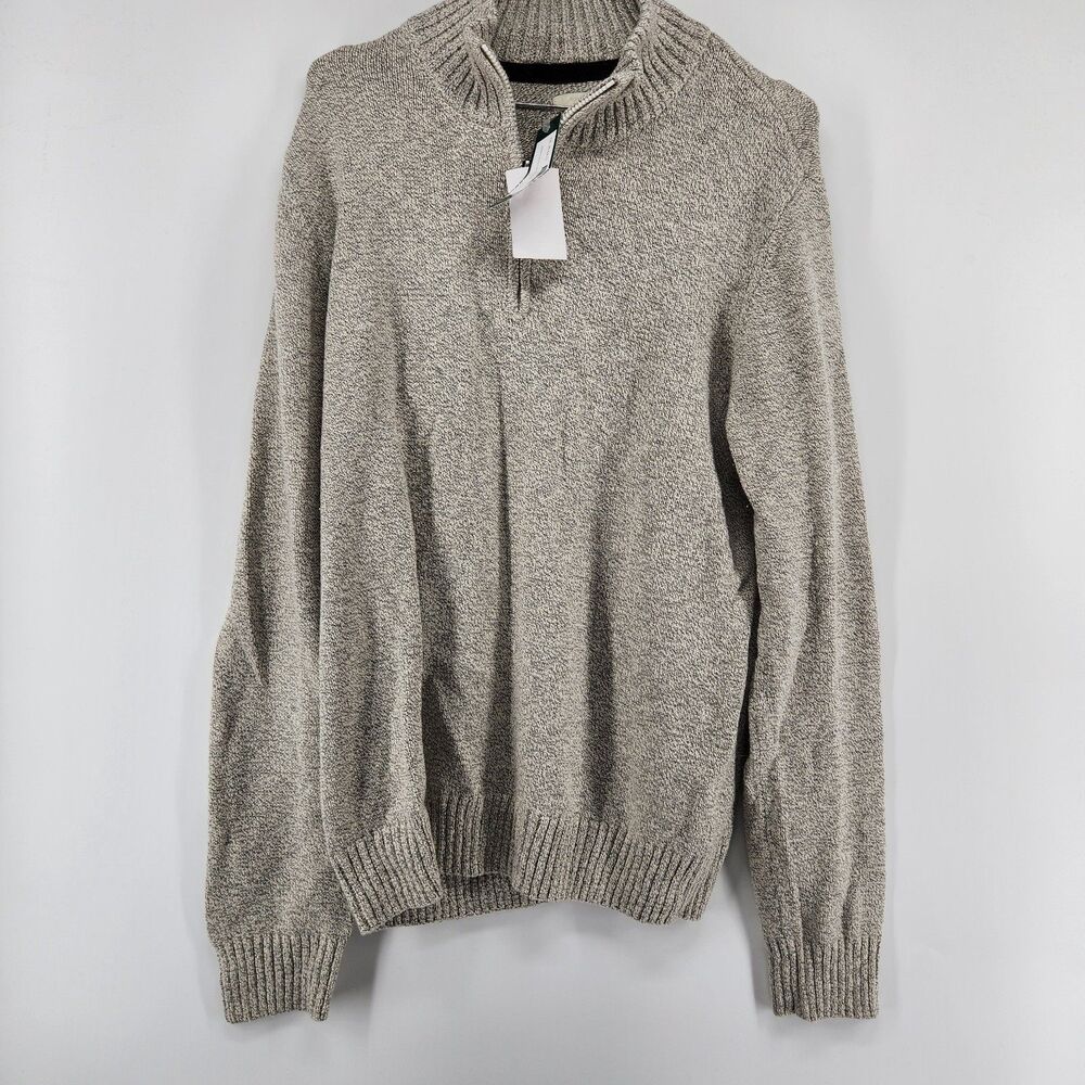 Hawker Rye Men's Beige Medium Pete Snowheather Textured Quarter‎ Zip Sweater NWT